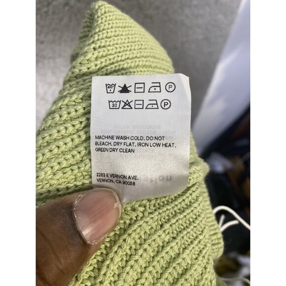 Reformation Womens Sami Cropped Sweater Pullover Green Organic Cotton Sz Medium - Picture 7 of 8